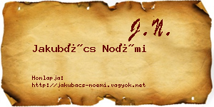 Jakubács Noémi névjegykártya